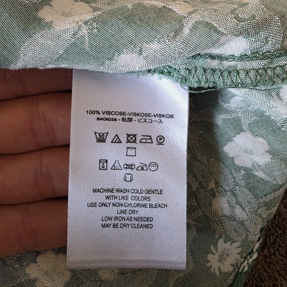 Free People Bond Street Mini Dress Green Floral Ruched Puff Sleeve Size 4 - Picture 5 of 16